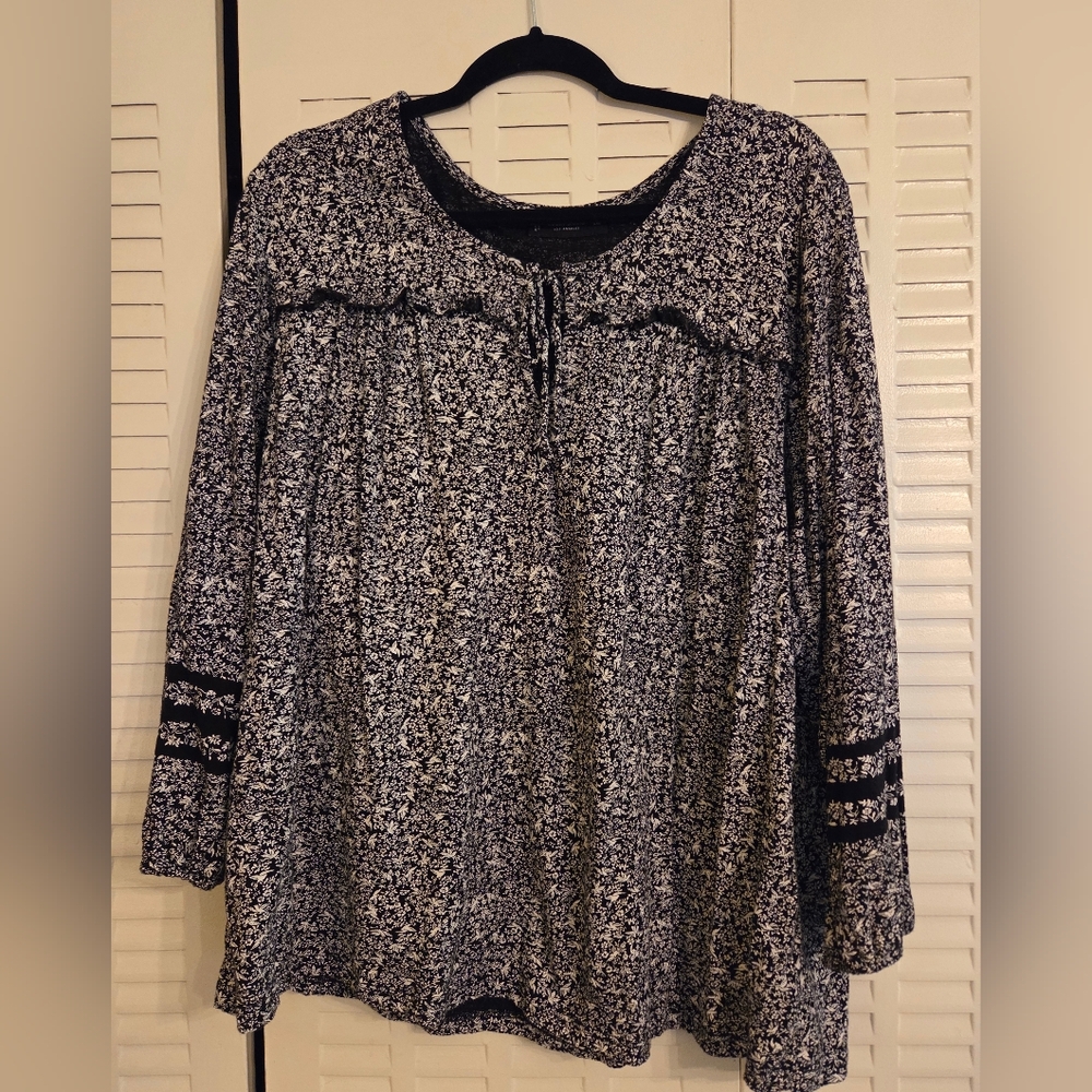 Lucky Brand Black and White Floral Blouse